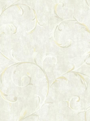 Scroll Wallpaper In Gold And Neutrals From The French Impressionist Collection By Seabrook Wallcoverings