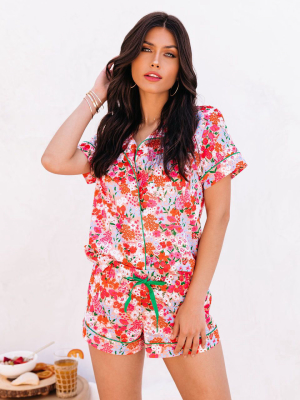 Kirsten Cotton Floral Button Down Pajama Top - Final Sale