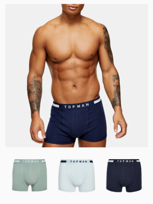 Green, Blue And Navy Trunks 3 Pack*