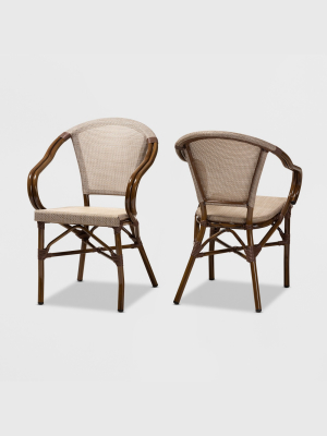 Set Of 2 Artus Indoor And Outdoor Stackable Bistro Dining Chairs - Baxton Studio