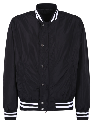 Balmain Logo Printed Stripe Bomber Jacket