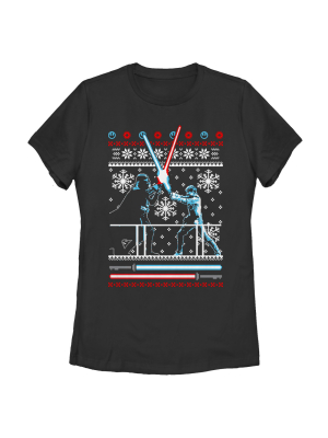 Women's Star Wars Ugly Christmas Duel T-shirt