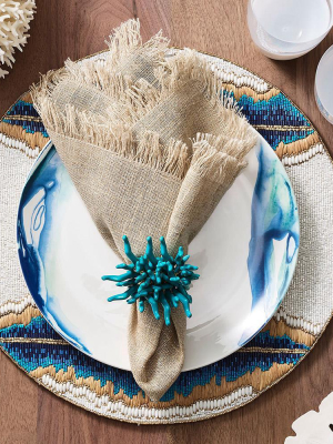 Kim Seybert Amalfi Napkin Ring In Turquoise - Set Of 4