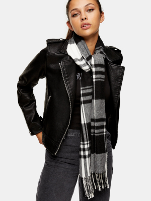 Black And White Lightweight Check Scarf