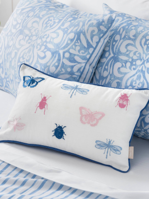 Ellie Bugs & Butterflies Decorative Throw Pillow White/blue - Martha Stewart