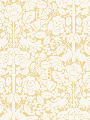 Fairy Tales Wallpaper In Yellow From The Magnolia Home Vol. 3 Collection By Joanna Gaines