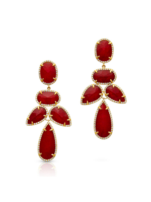 14kt Yellow Gold Ruby Triplet Diamond Bellissima Chandelier Earrings