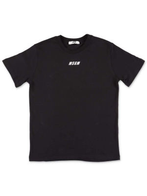 Msgm Kids Logo Print Crewneck T-shirt