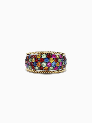 Effy Mosaic Sterling Silver & 18k Gold Multi Sapphire Ring, 2.60 Tcw