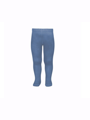 Girl's Plain Stitch French Blue Tights