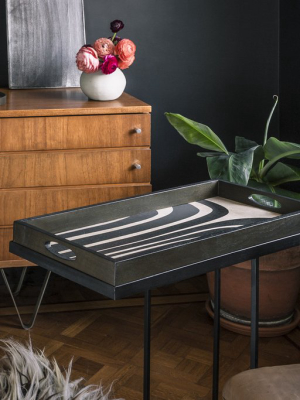 Graphite Curves Wooden Tray