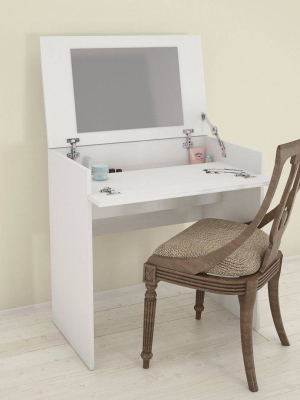 Vanity Or Writing Desk With Mirror White - Nexera