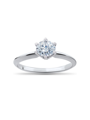 Pompeii3 1/2ct Round Solitaire Diamond Engagement Ring 14k White Gold Enhanced