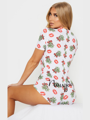 White Naughty Pj Romper