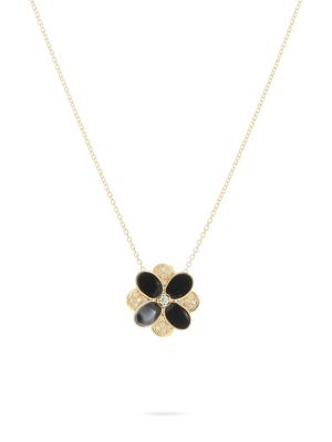 Marco Bicego® Petali Collection 18k Yellow Gold Black Enamel And Diamond Pave Pendant