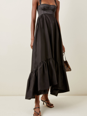 Asymmetric Cotton-blend Maxi Dress