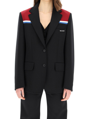 Miu Miu Stripe Detail Single Breasted Blazer