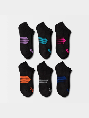 Women's Extended Size Lightweight Striped 6pk No Show Athletic Socks - All In Motion™ 8-12