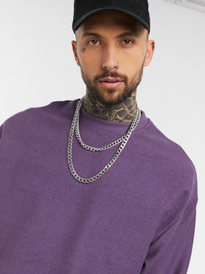 Asos Design Co-ord Oversized Reverse Fleece Sweatshirt In Purple