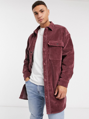 Levi's Stay Loose Fit Cord Worker Overshirt Jacket In Sassafras Red