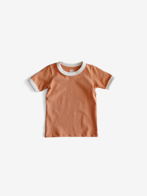 Organic Jersey Ringer Tee - Vintage Orange