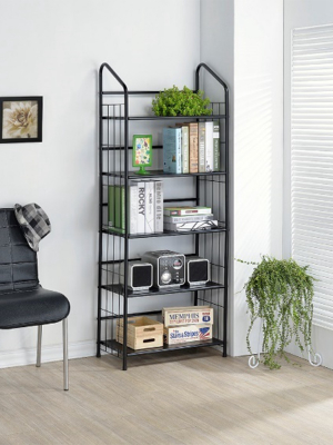 64" 5 Tier Metal Book Shelf Black - Ore International