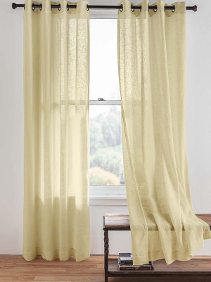 Plow & Hearth - Single Sheer Linen Window Curtain Panel With Grommets