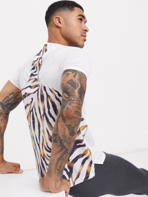 Asos 4505 Muscle Training T-shirt With Contrast Animal Print