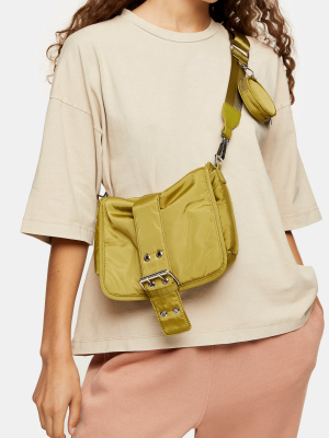 Considered Olive Buckle Nylon Cross Body Bag