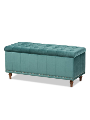 Kaylee Velvet Upholstered Button Tufted Storage Ottoman Bench - Baxton Studio