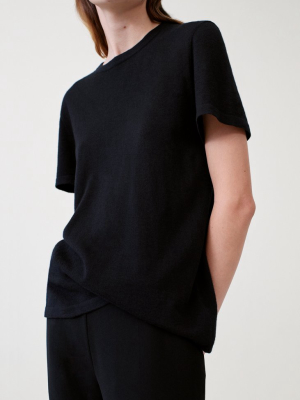 Knit T-shirt In Fine Cashmere - Black