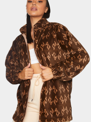 Prettylittlething Brown Faux Fur Fleece Jacket