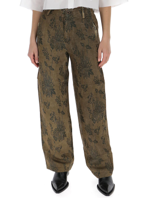 Uma Wang Floral Print Wide-leg Pants