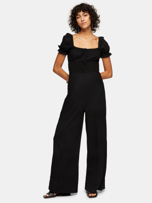 Black Puff Sleeve Jumpsuit