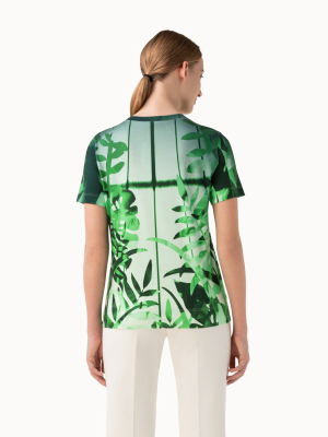 Cotton Crêpe Leaf Print T-shirt