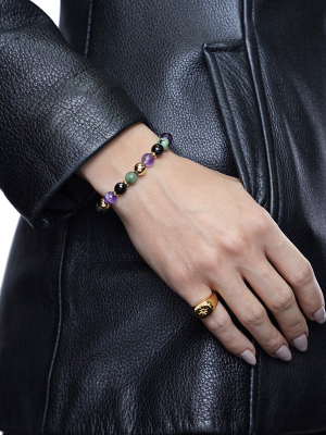 Women's Wristband With Amethyst, Agate And Ruby Zoisite