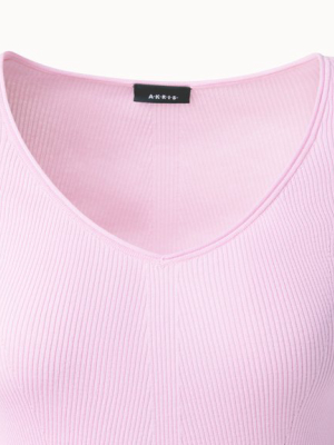 Fitted Ribbed Sea Island Cotton V-neck Sweater