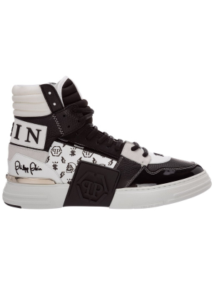 Philipp Plein Monogram Print High-top Snealers