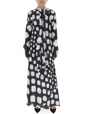 Marni Graphic Printed Pussybow Maxi Dress