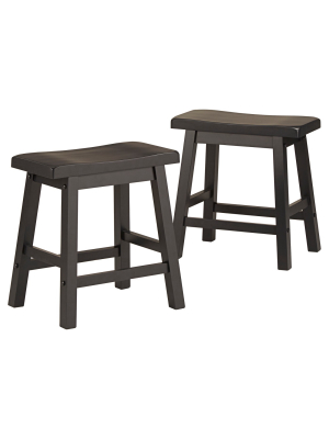 Set Of 2 Vinton 18" Saddle Stool Midnight Black - Inspire Q