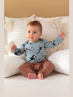 Orcas Organic Long Sleeve Onesie - Sea Mist