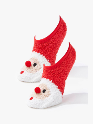 Fuzzy Knit Santa Ankle Socks