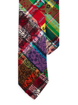Patchwork-print Narrow Tie