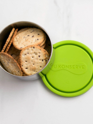 U Konserve Round Medium Stainless Steel Container 9oz - Lime Plastic Lid