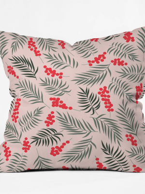 16"x16" Emanuela Carratoni Holiday Mistletoe Square Throw Pillow Pink - Deny Designs