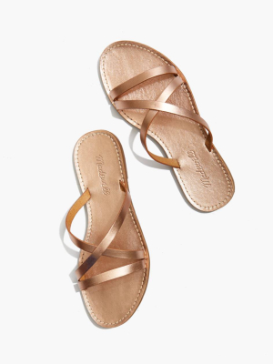 The Boardwalk Skinny-strap Slide Sandal In Metallic