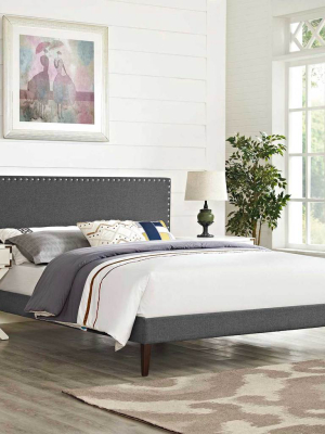 Methow Fabric Platform Bed Gray