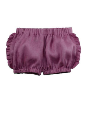 Lilac Linen Frilly Shorts - 6m, 9m, 6 Years Only