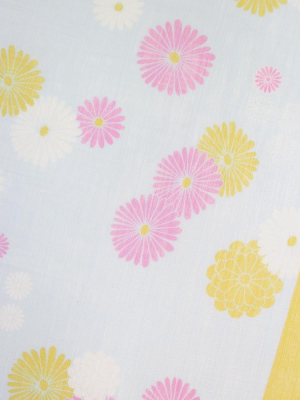 Japanese Handkerchief, Yellow & Pink Kiku