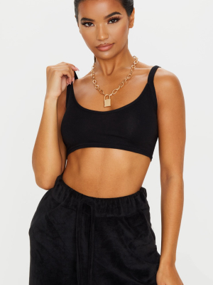 Black Cotton Thick Strap Bralet